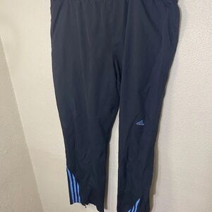 Adidas Men’s Track Pants Black With Blue Stripe Size XL Zip Ankle Pockets